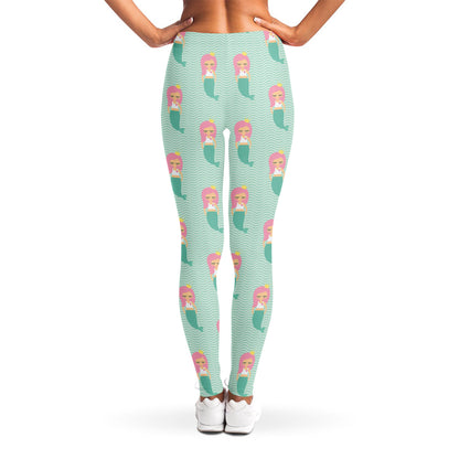 Cute Mermaid Pattern Print Women's Leggings
