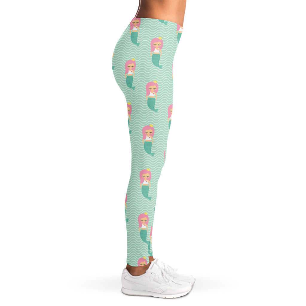 Cute Mermaid Pattern Print Women's Leggings