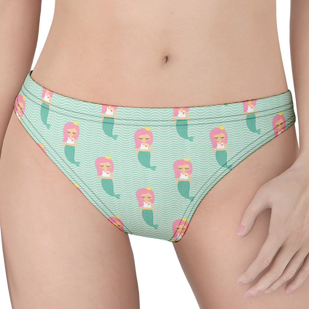 Cute Mermaid Pattern Print Women's Thong