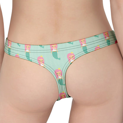 Cute Mermaid Pattern Print Women's Thong