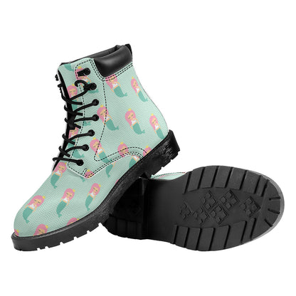 Cute Mermaid Pattern Print Work Boots
