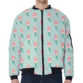Cute Mermaid Pattern Print Zip Sleeve Bomber Jacket