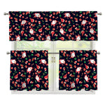 Cute Merry Christmas Pattern Print 3 Piece Kitchen Curtains
