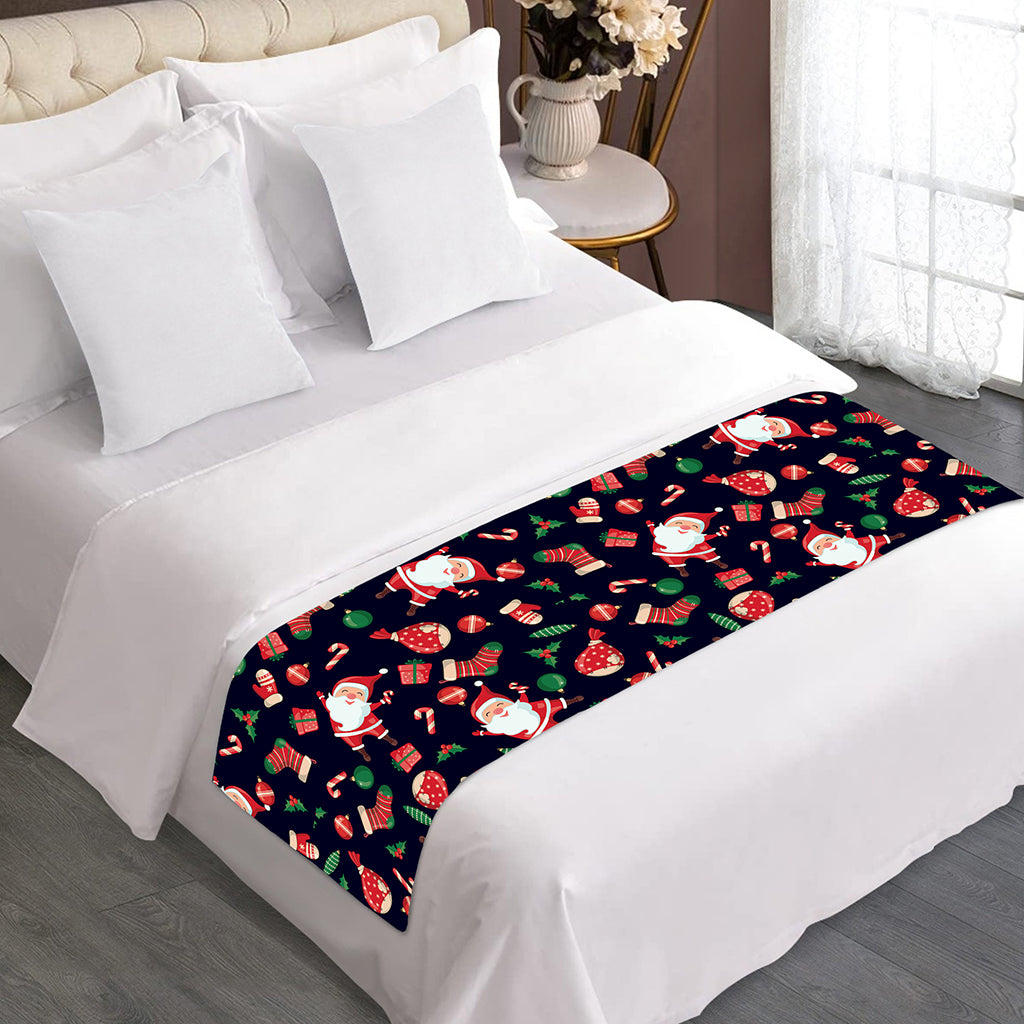 Cute Merry Christmas Pattern Print Bed Runner
