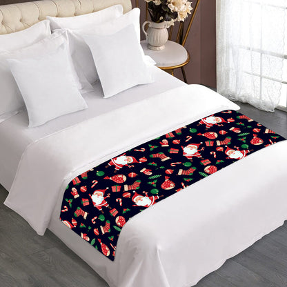 Cute Merry Christmas Pattern Print Bed Runner
