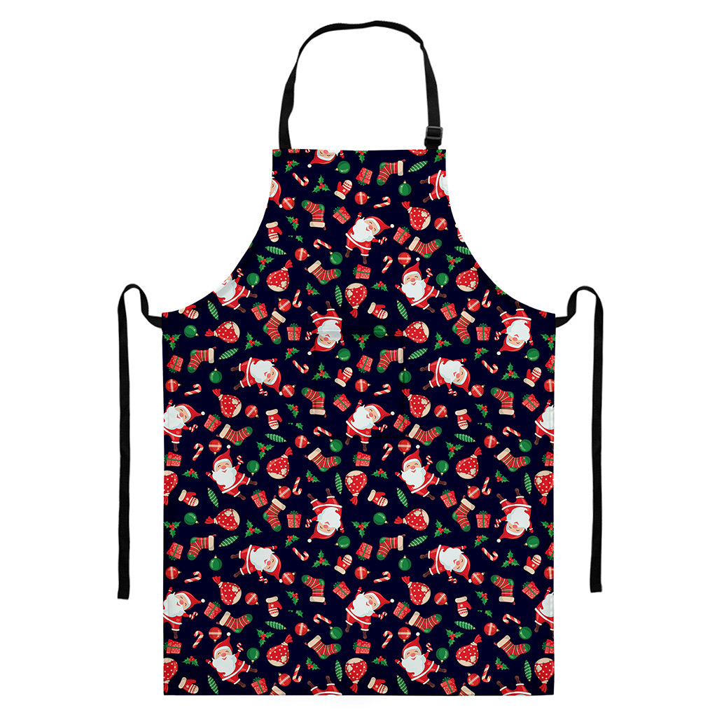 Cute Merry Christmas Pattern Print Bib Apron With Pocket
