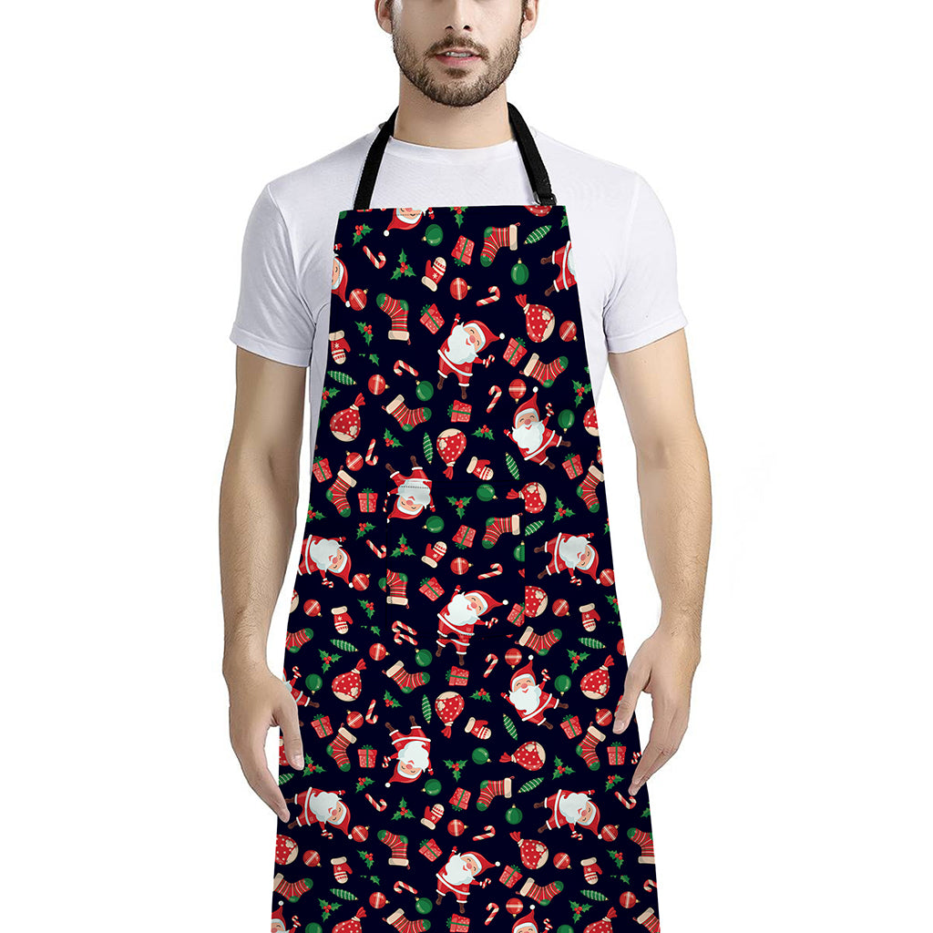 Cute Merry Christmas Pattern Print Bib Apron With Pocket