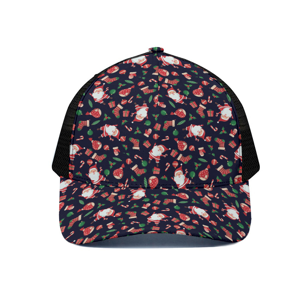 Cute Merry Christmas Pattern Print Black Mesh Trucker Cap