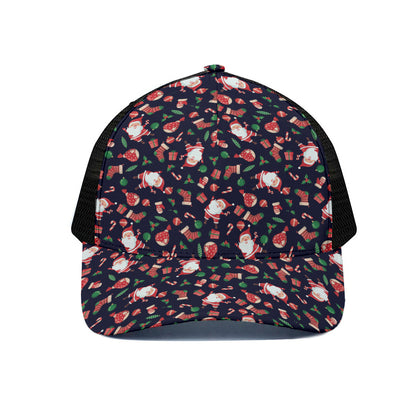 Cute Merry Christmas Pattern Print Black Mesh Trucker Cap