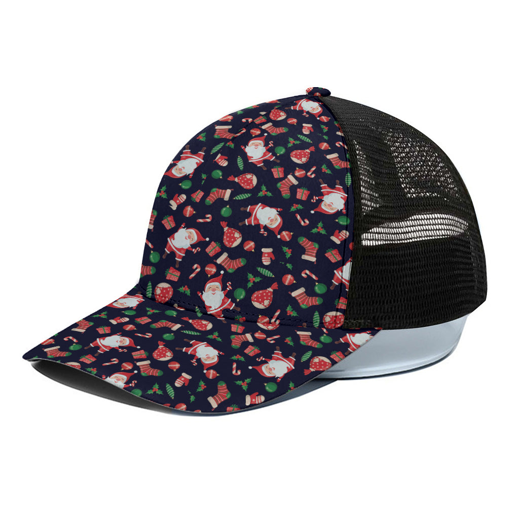 Cute Merry Christmas Pattern Print Black Mesh Trucker Cap