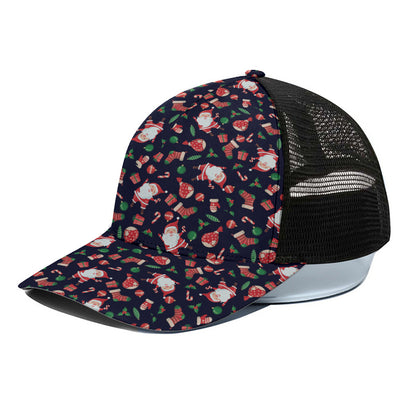 Cute Merry Christmas Pattern Print Black Mesh Trucker Cap