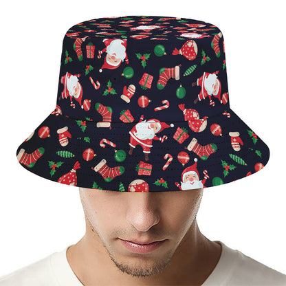 Cute Merry Christmas Pattern Print Bucket Hat
