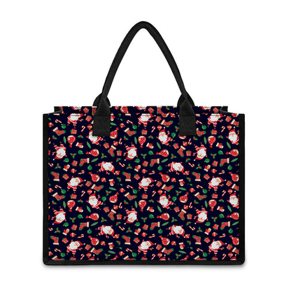 Cute Merry Christmas Pattern Print Canvas Tote Bag