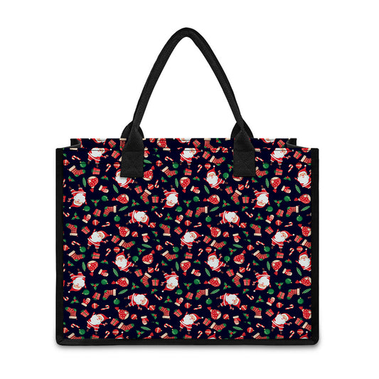 Cute Merry Christmas Pattern Print Canvas Tote Bag