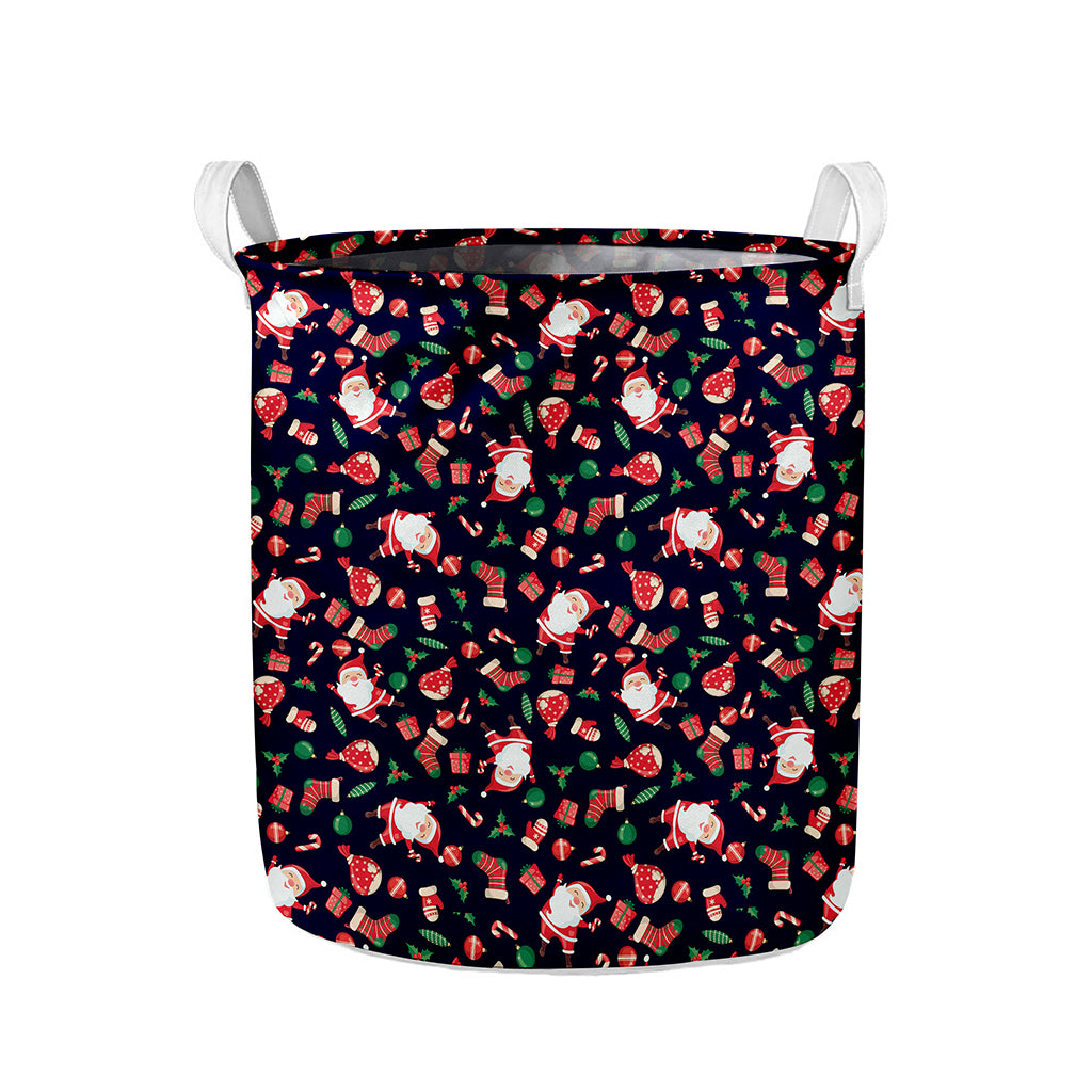Cute Merry Christmas Pattern Print Collapsible Laundry Basket