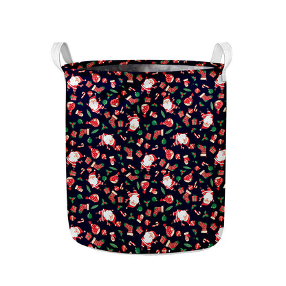 Cute Merry Christmas Pattern Print Collapsible Laundry Basket
