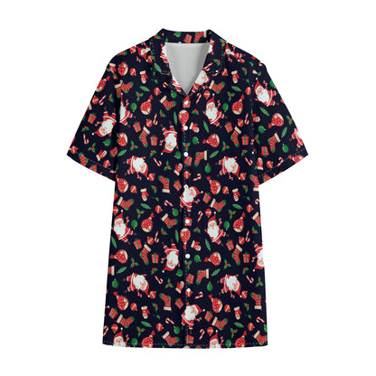 Cute Merry Christmas Pattern Print Cotton Hawaiian Shirt