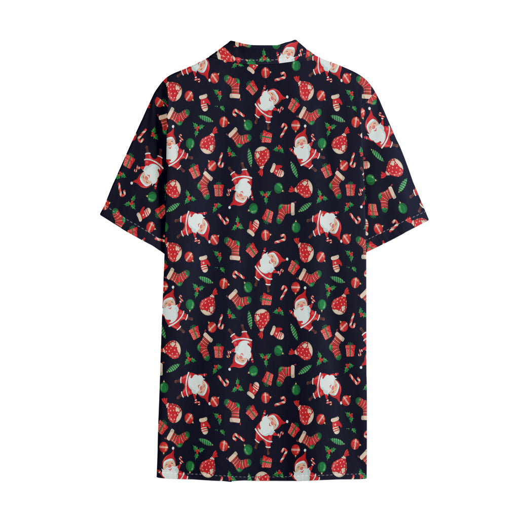 Cute Merry Christmas Pattern Print Cotton Hawaiian Shirt