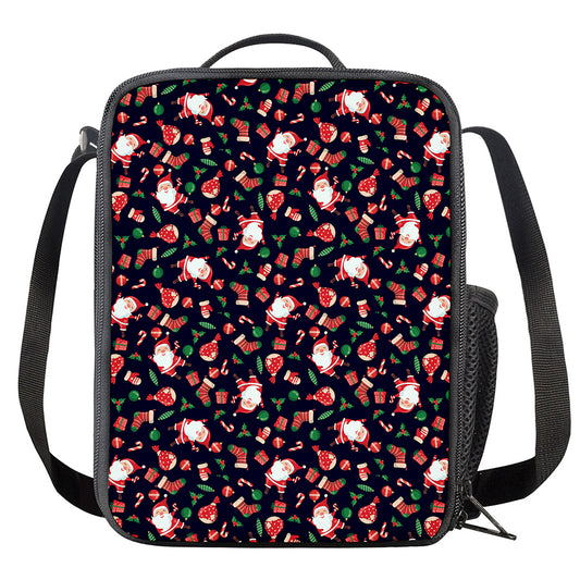 Cute Merry Christmas Pattern Print Crossbody Lunch Bag