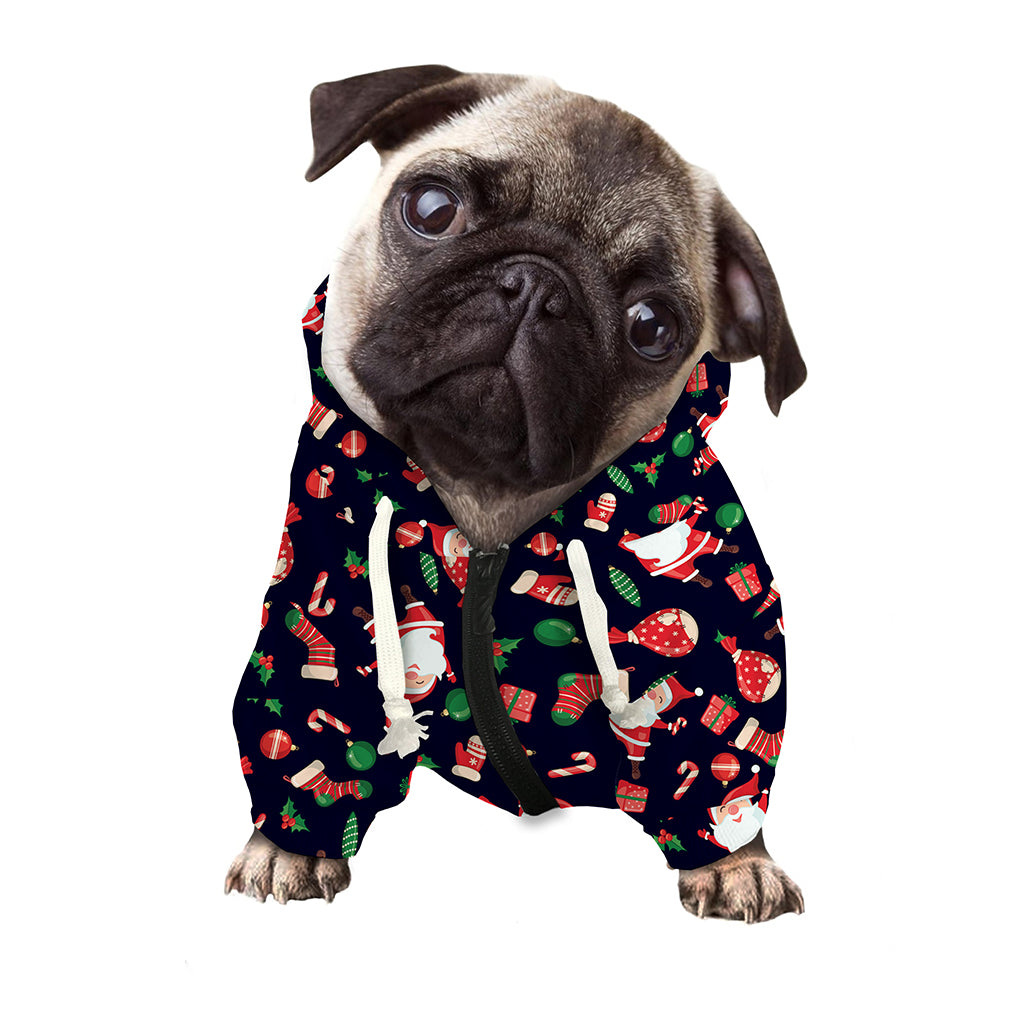 Cute Merry Christmas Pattern Print Dog Zip Up Hoodie