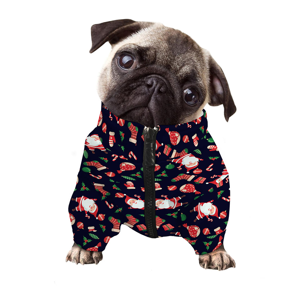 Cute Merry Christmas Pattern Print Dog Zip Up Jacket