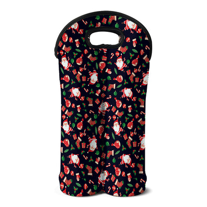 Cute Merry Christmas Pattern Print Double Neoprene Wine Tote