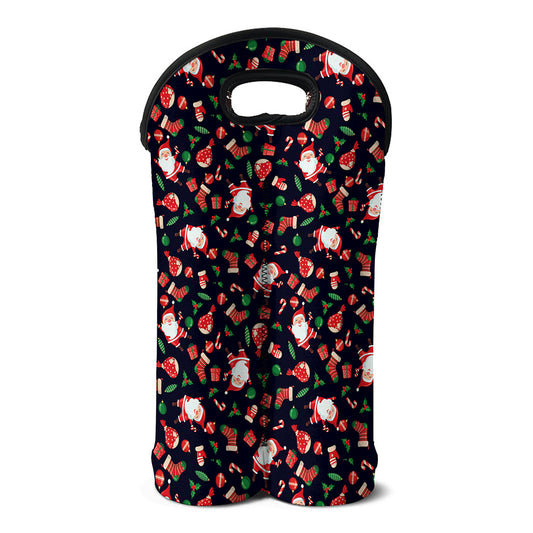 Cute Merry Christmas Pattern Print Double Neoprene Wine Tote