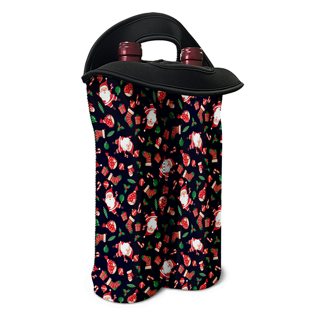 Cute Merry Christmas Pattern Print Double Neoprene Wine Tote