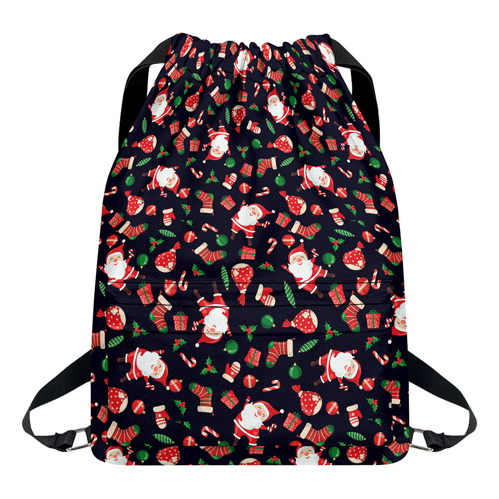 Cute Merry Christmas Pattern Print Drawstring Backpack