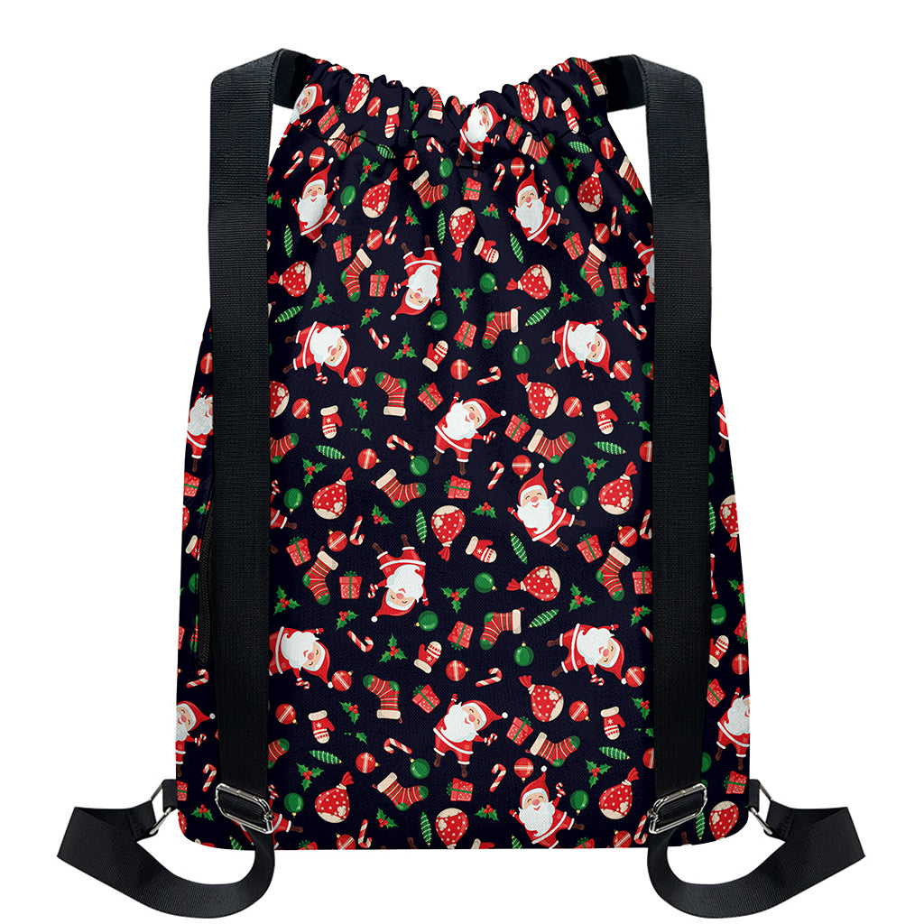Cute Merry Christmas Pattern Print Drawstring Backpack