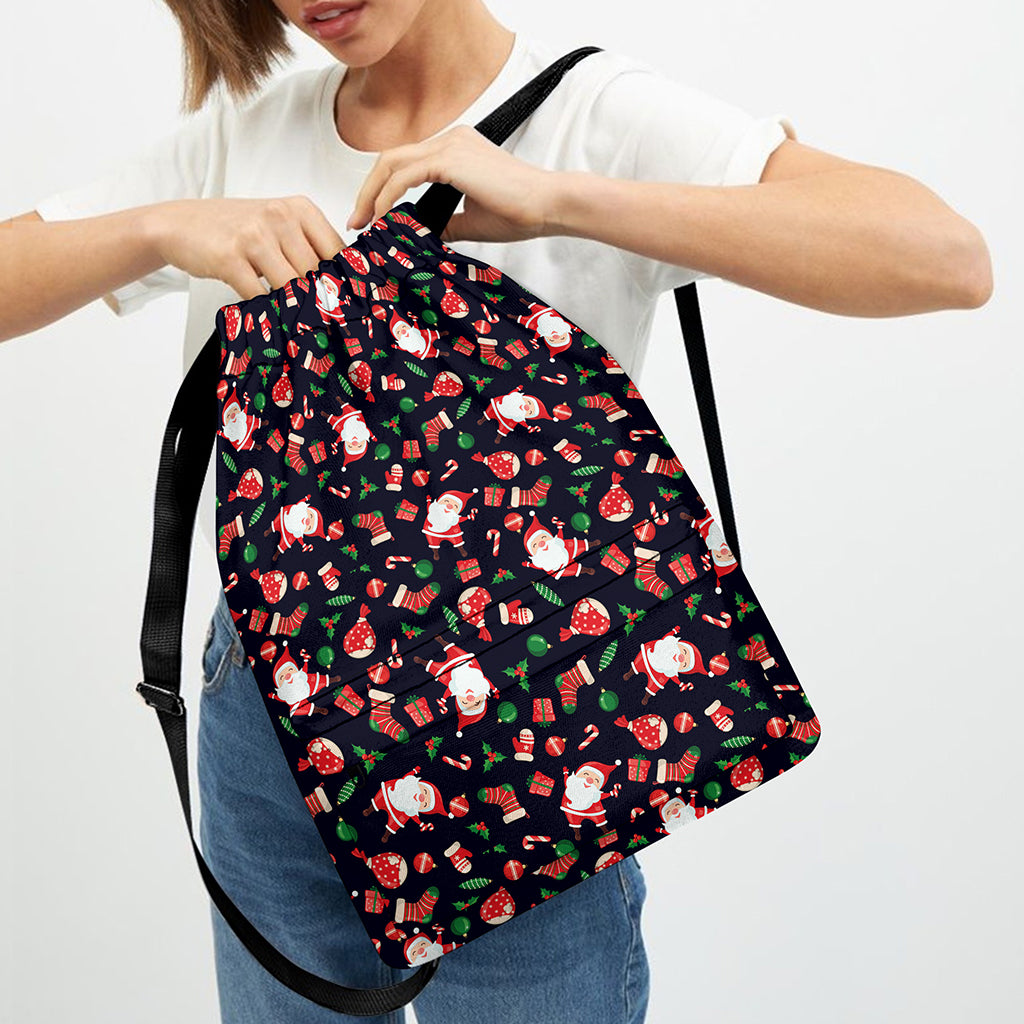 Cute Merry Christmas Pattern Print Drawstring Backpack