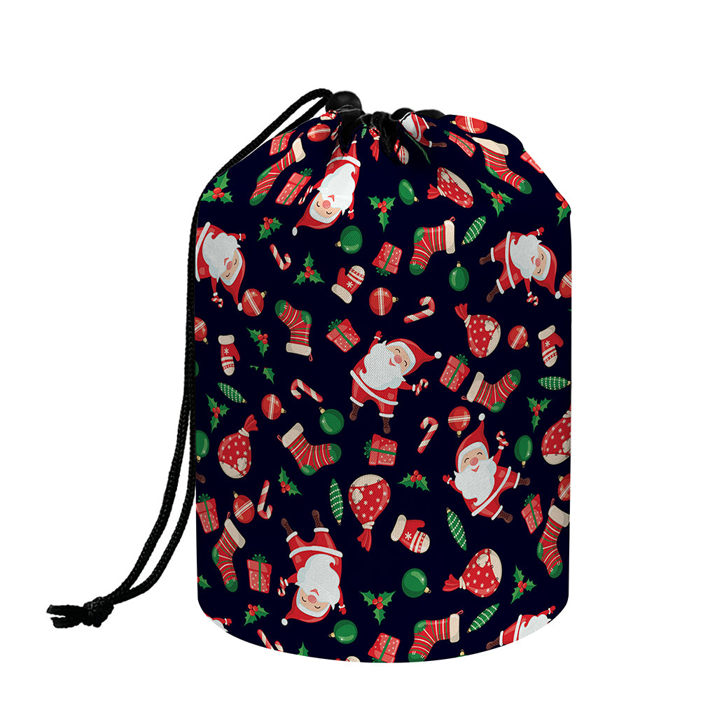 Cute Merry Christmas Pattern Print Drawstring Makeup Bag