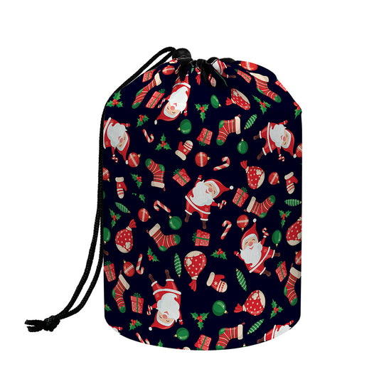 Cute Merry Christmas Pattern Print Drawstring Makeup Bag
