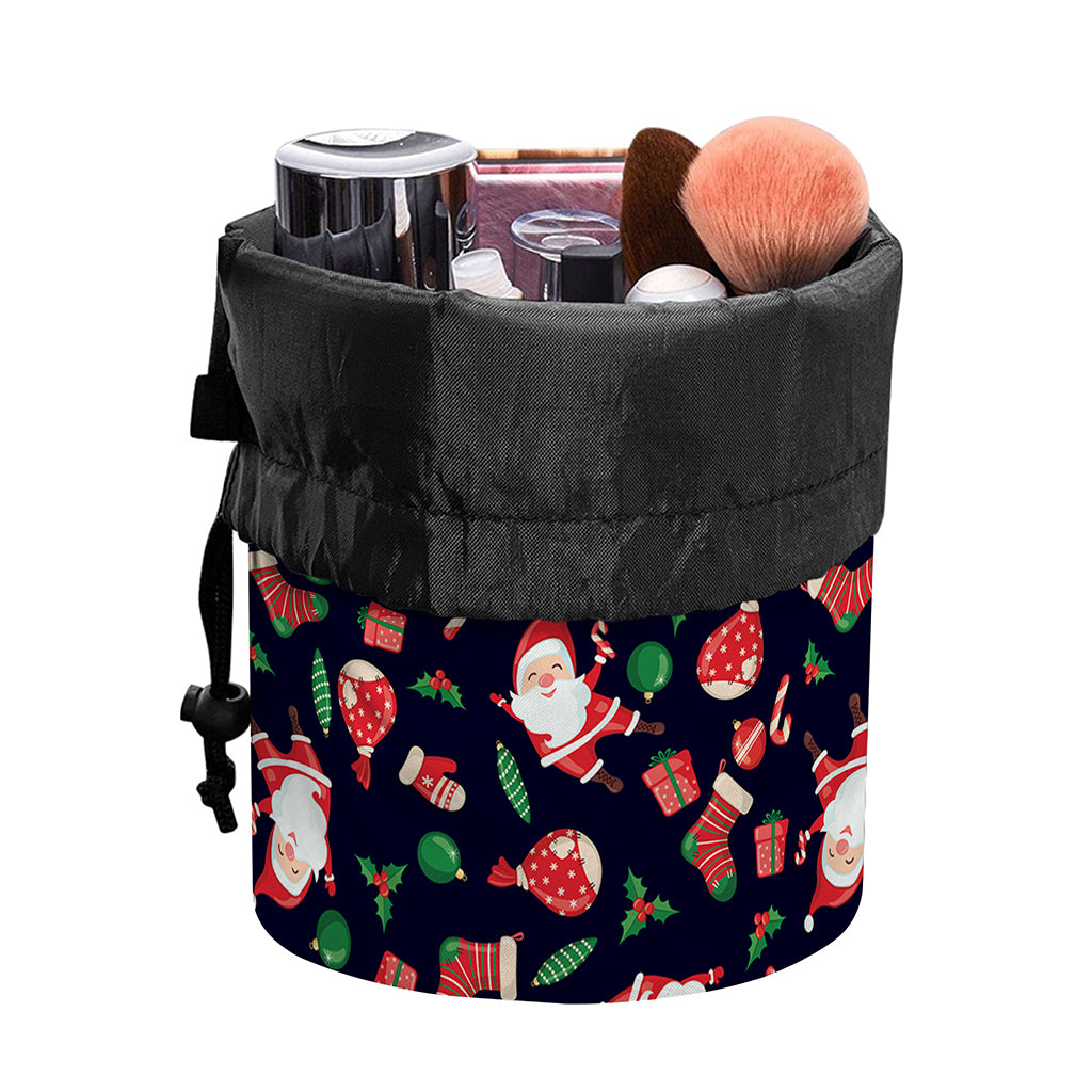 Cute Merry Christmas Pattern Print Drawstring Makeup Bag