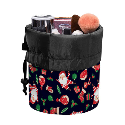 Cute Merry Christmas Pattern Print Drawstring Makeup Bag