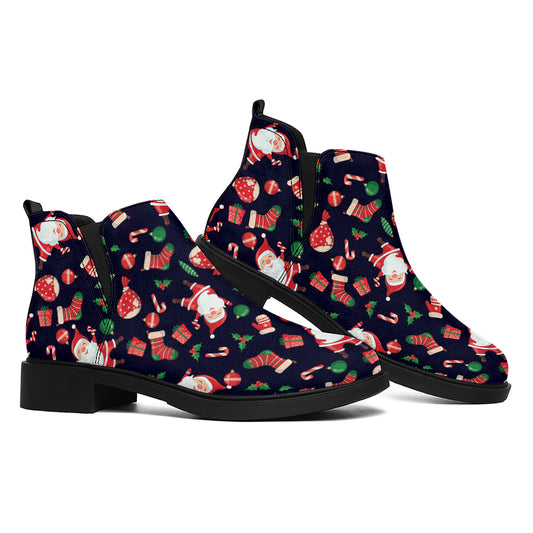 Cute Merry Christmas Pattern Print Flat Ankle Boots