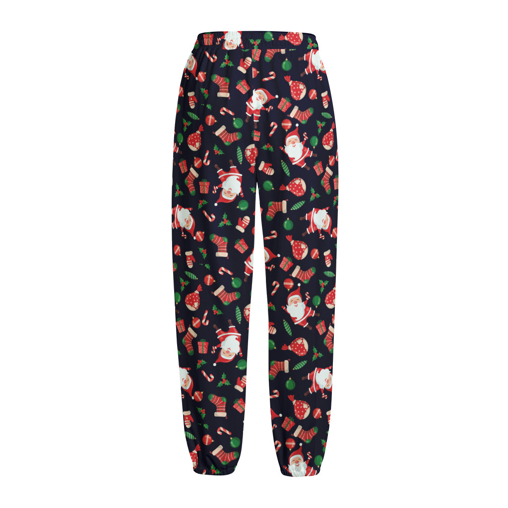 Cute Merry Christmas Pattern Print Fleece Lined Knit Pants