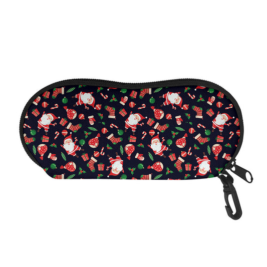 Cute Merry Christmas Pattern Print Glasses Case