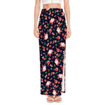 Cute Merry Christmas Pattern Print High Slit Maxi Skirt
