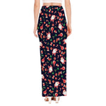 Cute Merry Christmas Pattern Print High Slit Maxi Skirt