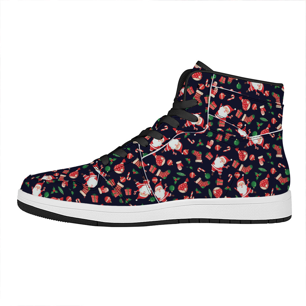 Cute Merry Christmas Pattern Print High Top Leather Sneakers