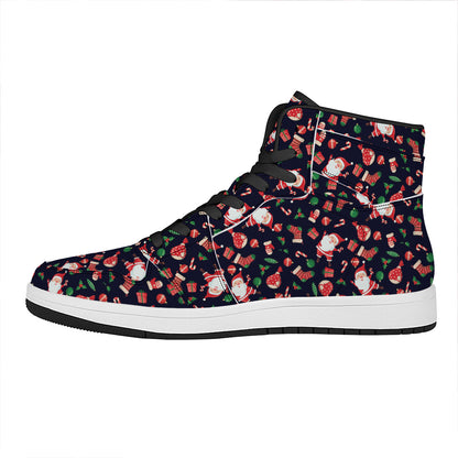 Cute Merry Christmas Pattern Print High Top Leather Sneakers