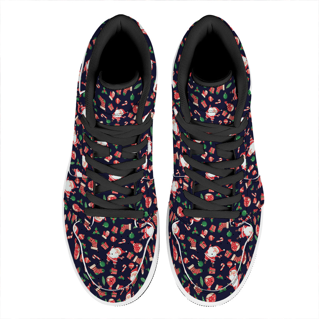 Cute Merry Christmas Pattern Print High Top Leather Sneakers
