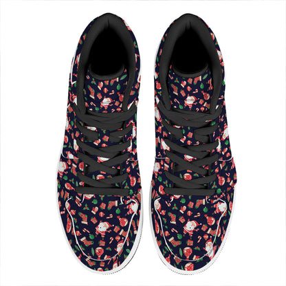 Cute Merry Christmas Pattern Print High Top Leather Sneakers