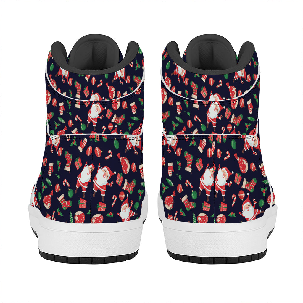 Cute Merry Christmas Pattern Print High Top Leather Sneakers