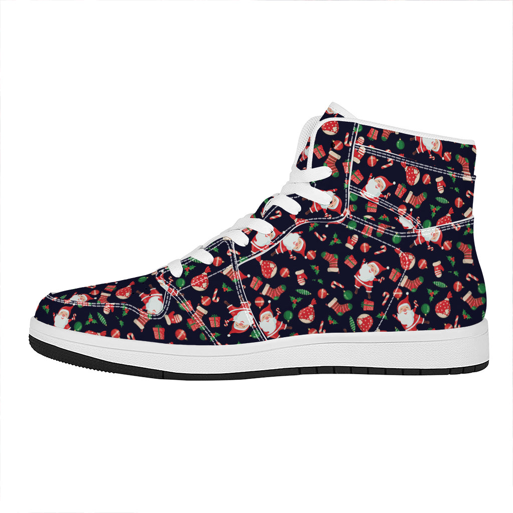 Cute Merry Christmas Pattern Print High Top Leather Sneakers