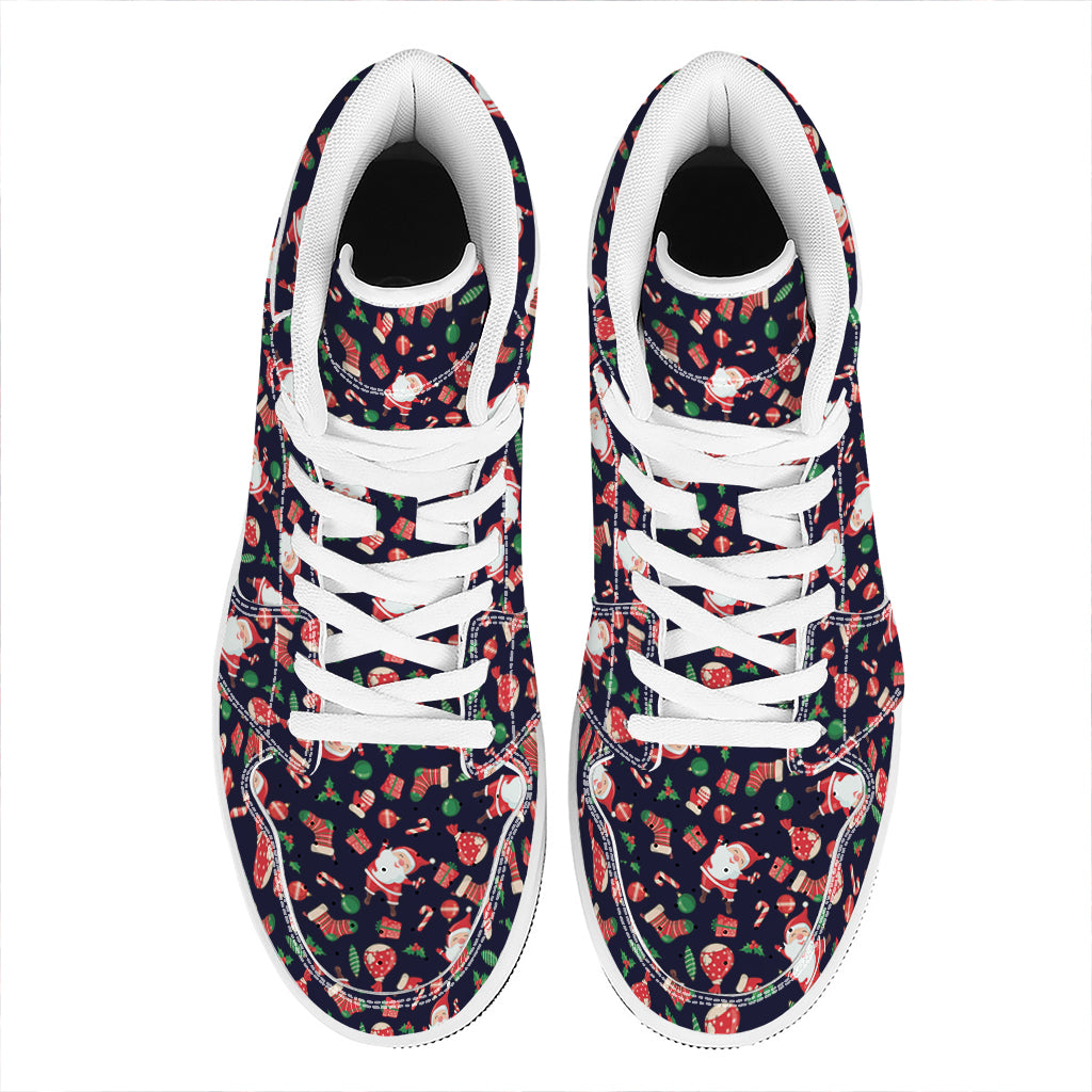 Cute Merry Christmas Pattern Print High Top Leather Sneakers