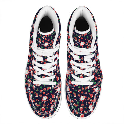 Cute Merry Christmas Pattern Print High Top Leather Sneakers