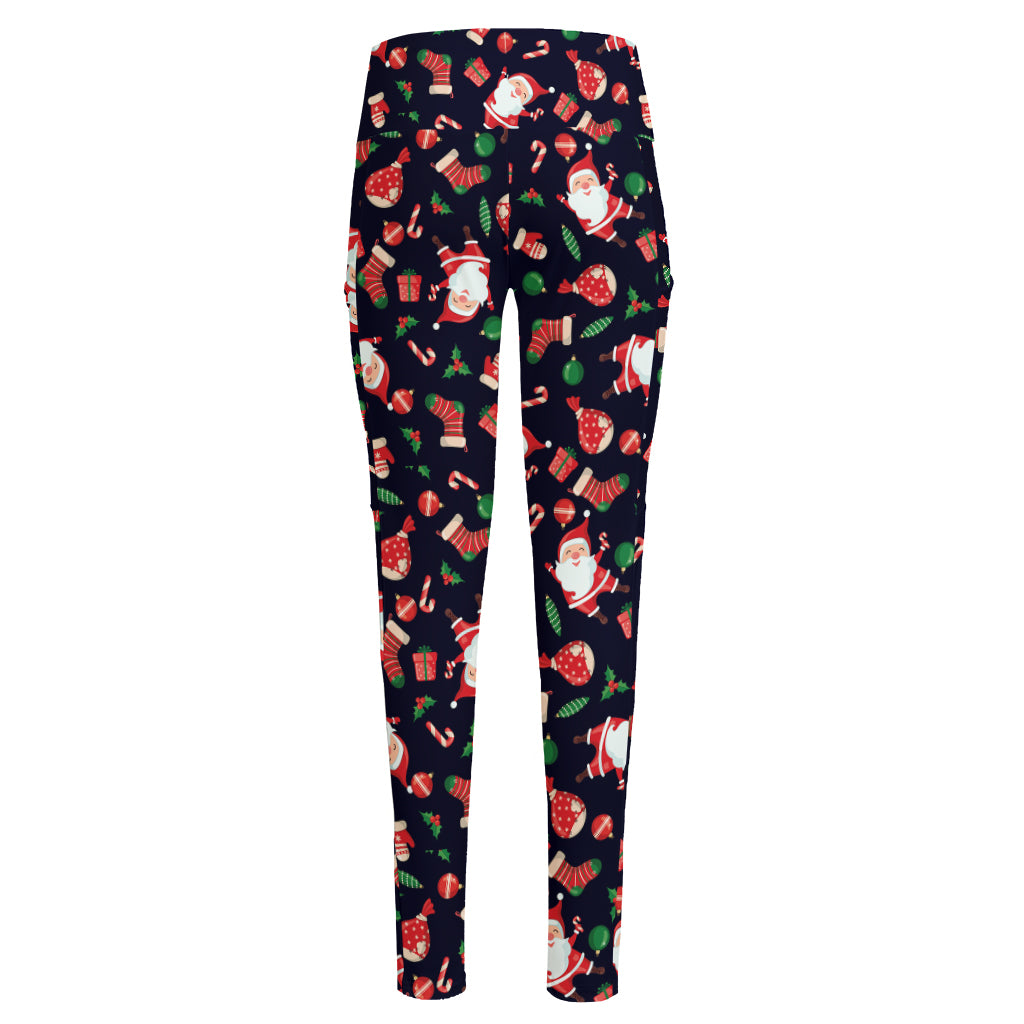 Cute Merry Christmas Pattern Print High-Waisted Pocket Leggings