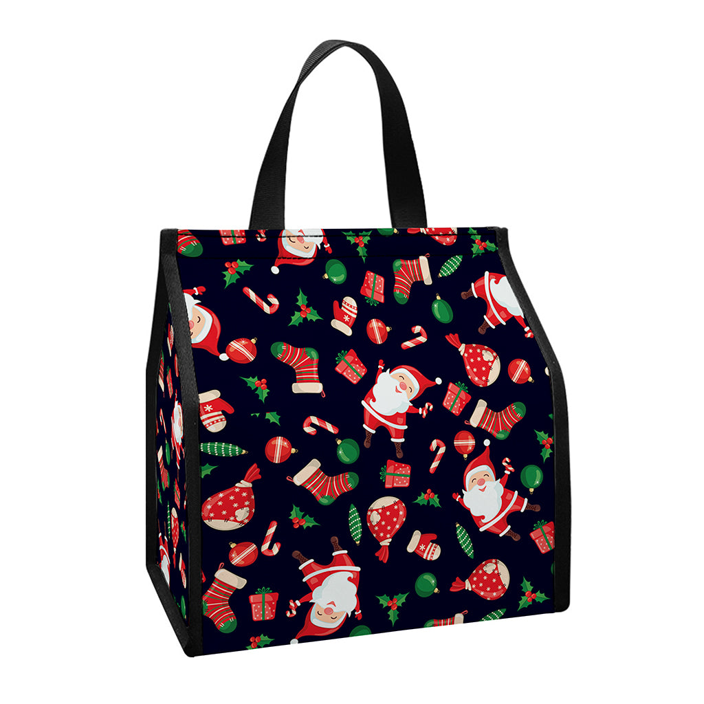 Cute Merry Christmas Pattern Print Insulated Lunch Tote
